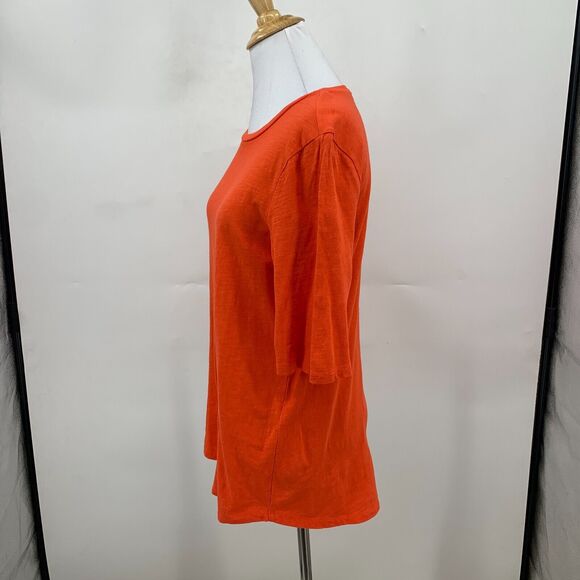 Eileen Fisher Organic Tee Womens S Small Solid Orange Mid Sleeve Stretch Shirt - Picture 4 of 10
